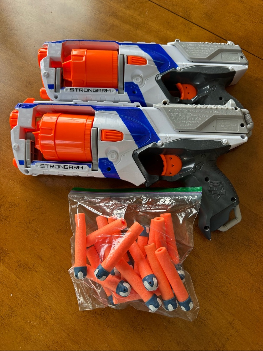 Nerf Style Kids Foam Dart Blasters (Twin Pack) - White/Blue/Orange